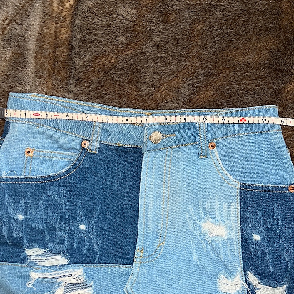 Sunset+Spring Patchwork Denim Mini Skirt - Picture 11 of 13